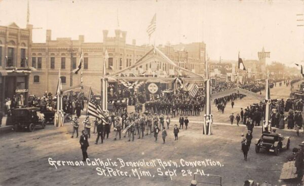 St Peter Minnesota German Catholic Benevolent Parade Real Photo PC AA92844