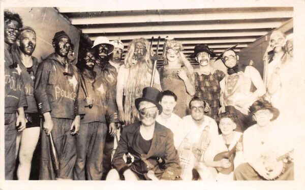 US Navy Ship Neptune Party Costumes Minstrel Show Real Photo Postcard AA92854