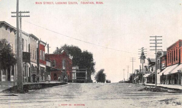 Fountain Minnesota Main Street Looking South Vintage Postcard AA92858