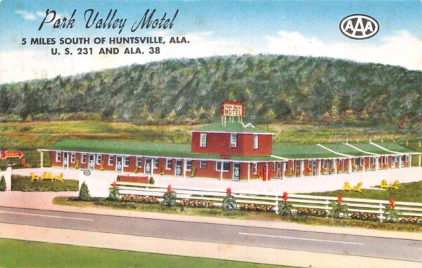 Huntsville Alabama Park Valley Motel Vintage Postcard AA92865