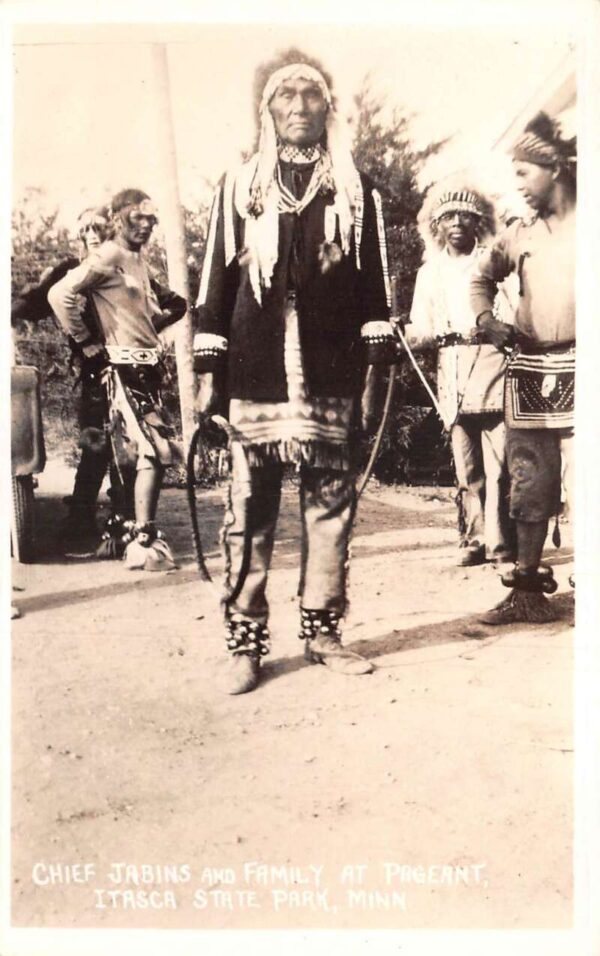 Itasca Park Minnesota Chief Jabins and Family at Pageant Real Photo PC AA92881