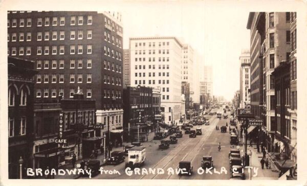 Oklahoma City Oklahoma Broadway from Grand Avenue Real Photo Postcard AA92882