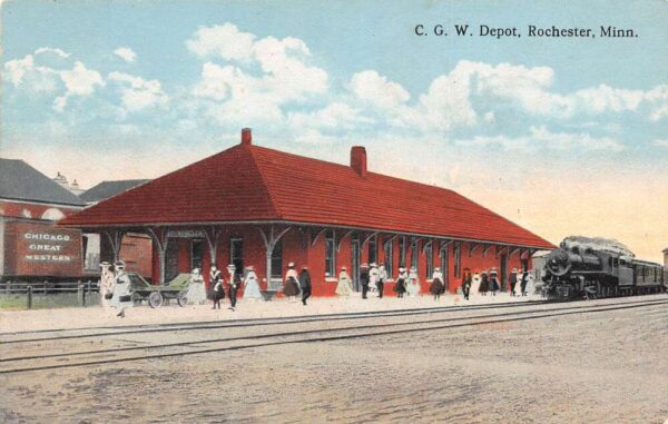 Rochester Minnesota CGW Depot Train Station Vintage Postcard AA92883