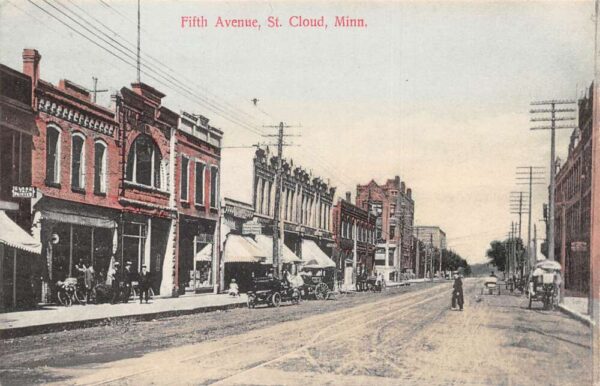 St Cloud Minnesota Fifth Avenue Street Scene Vintage Postcard AA92885