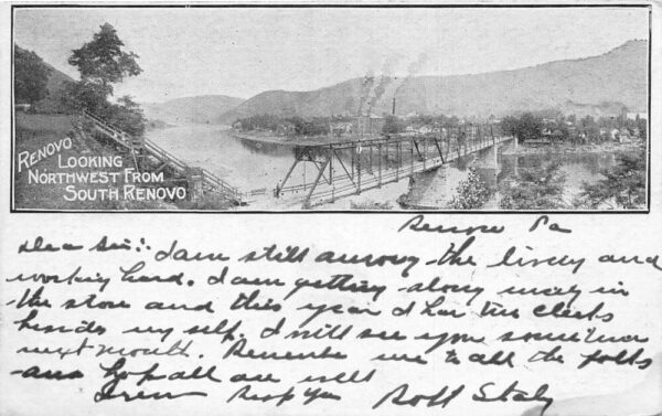 Renovo Pennsylvania Birds Eye View Northwest Bridge Postcard AA92890