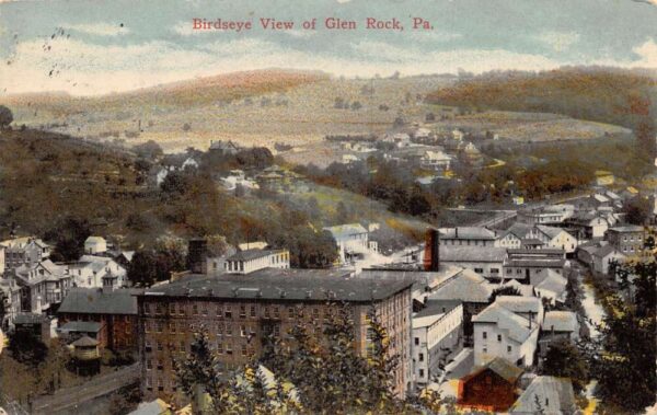 Glen Rock Pennsylvania Birds Eye View Vintage Postcard AA92891