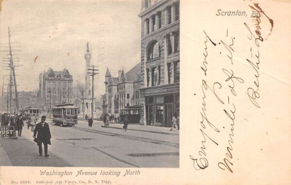 Scranton Pennsylvania Washington Avenue Looking North Vintage Postcard AA92892