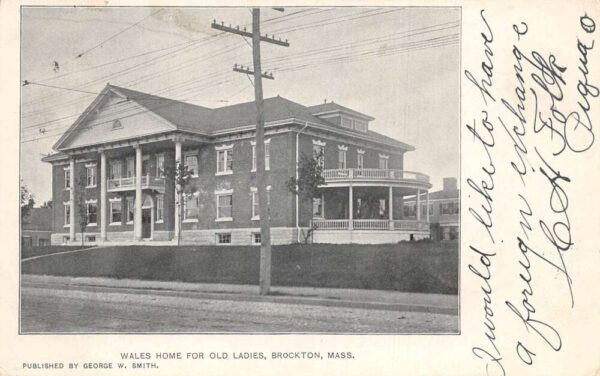 Brockton Massachusetts Wales Home for Old Ladies Vintage Postcard AA92938