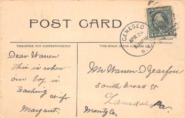 Geneseo New York State Normal School Vintage Postcard AA92946 - Image 2