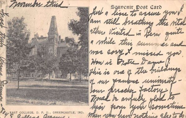 Greencastle Indiana East College DPU Vintage Postcard AA92952