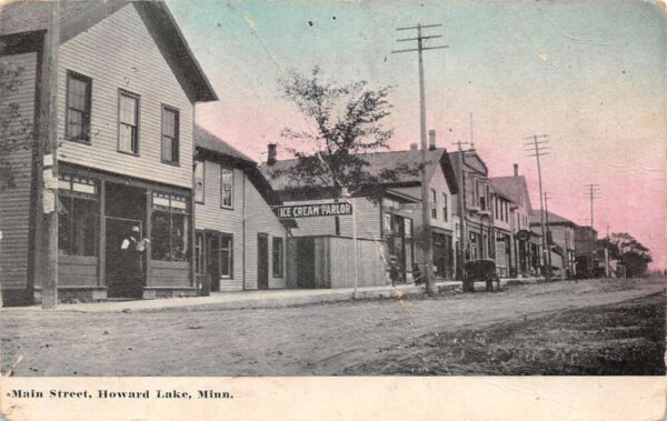 Howard Lake Minnesota Main Street Ice Cream Parlor Vintage Postcard AA92959