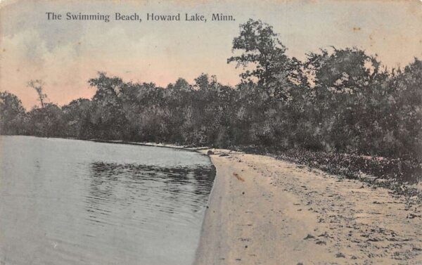 Howard Lake Minnesota Swimming Beach Scenic View Vintage Postcard AA92960