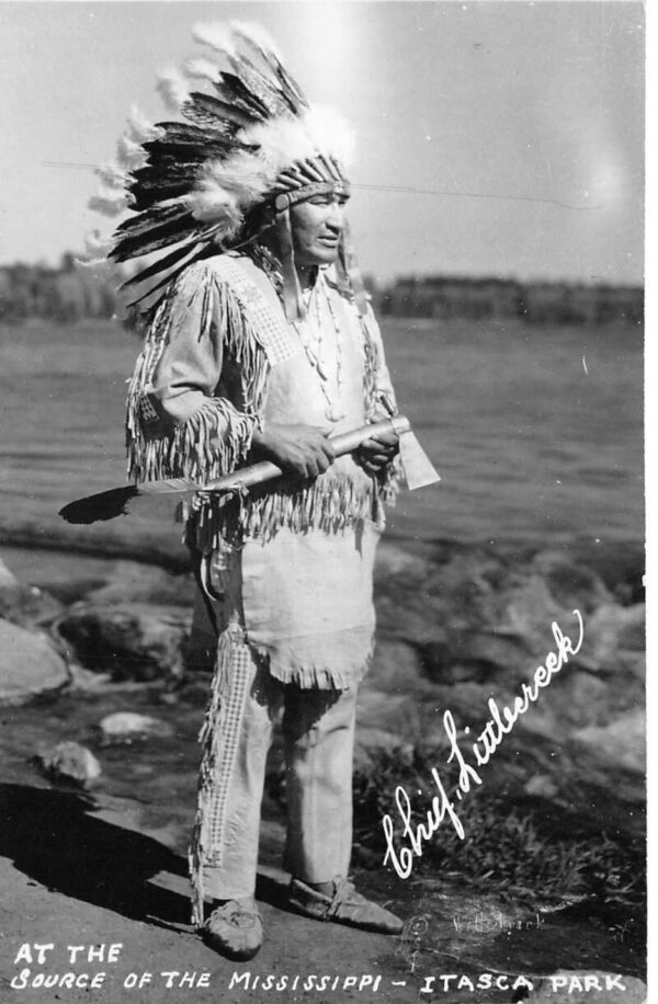 Itasca Park Minnesota Indian Chief Littlecreek Real Photo Postcard AA92963