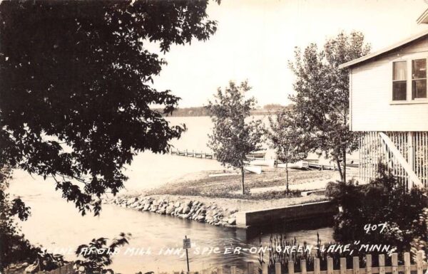 Spicer on Green Lake Minnesota Old Mill Inn Real Photo Vintage Postcard AA92965