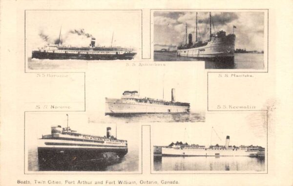 Port Arthur Fort William Canada Twin Cities Steamers Ship Postcard AA93024