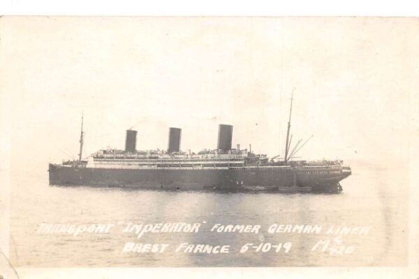 Brest France Imperator Former German Liner Steamer Real Photo Postcard AA93027