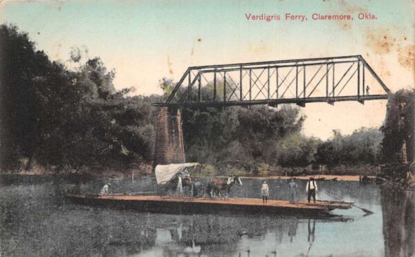 Claremore Oklahoma Verdigris Ferry Boat Horse Carriage Vintage Postcard AA93040