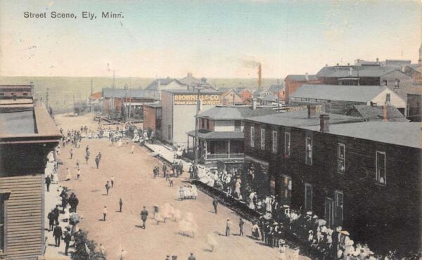 Ely Minnesota Street Scene Business District Vintage Postcard AA93150