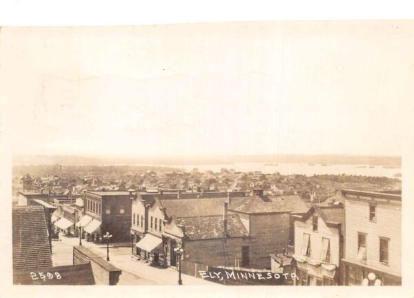 Ely Minnesota Business District Birds Eye View Real Photo Postcard AA93152