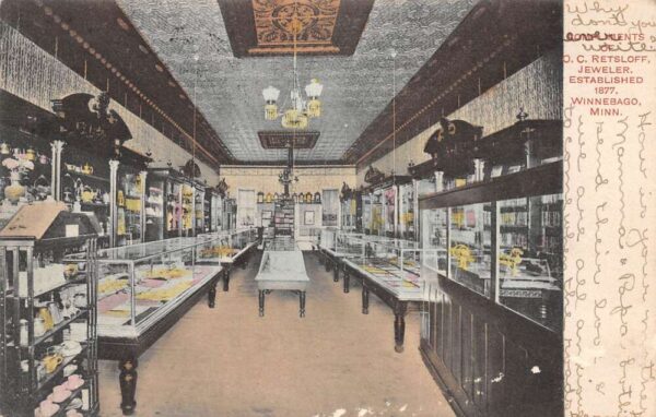 Winnebago Minnesota Retsloff Jeweler Store Interior Vintage Postcard AA93158