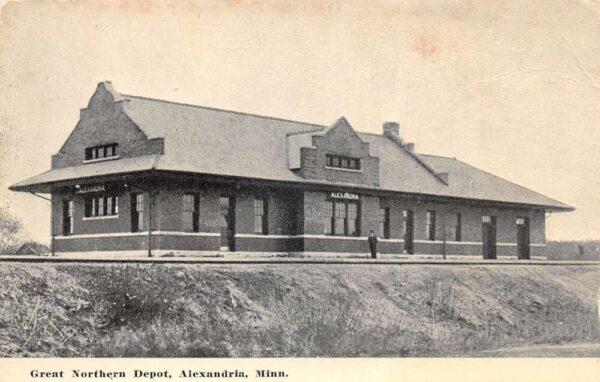 Alexandria Minnesota Great Northern Depot Real Photo Vintage Postcard AA93162