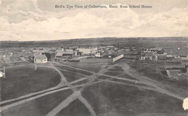 Culbertson Montana Birds Eye View from School House Vintage Postcard AA93182