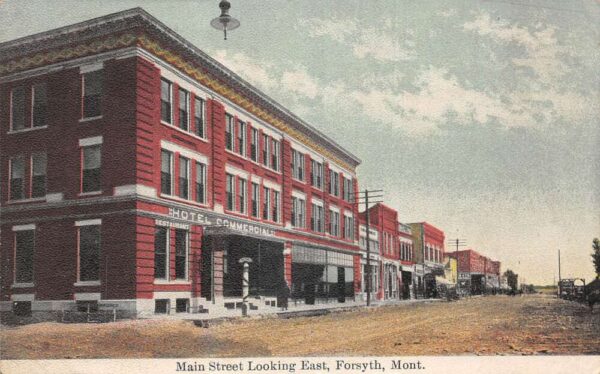 Forsyth Montana Main Street Looking East Hotel Commercial Postcard AA93183