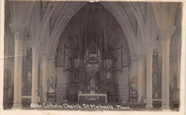 St Michaels Minnesota Catholic Church Altar Interior View Real Photo PC AA93190