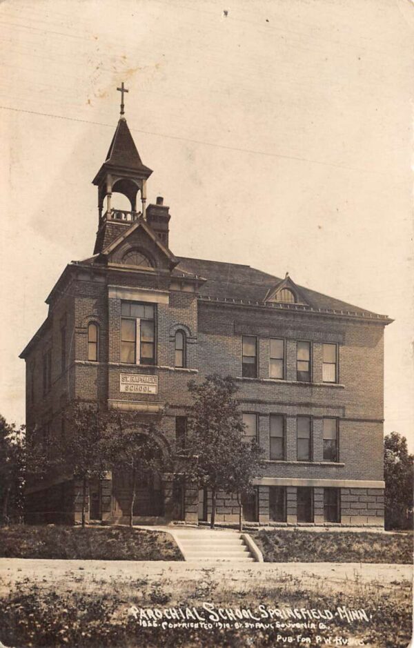 Springfield Minnesota Parochial School Real Photo Vintage Postcard AA93194