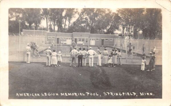 Springfield Minnesota American Legion Memorial Pool Real Photo Postcard AA93195