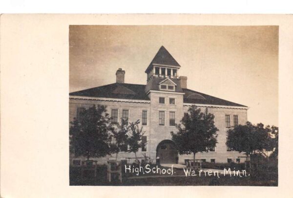 Warren Minnesota High School Real Photo Vintage Postcard AA93223