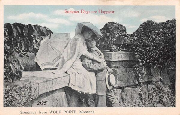 Wolfpoint Montana Romance Greetings Summer Days Garden Wall Postcard AA93272