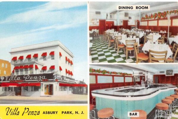 Asbury Park New Jersey Villa Penza Dining Room and Bar Postcard AA94006