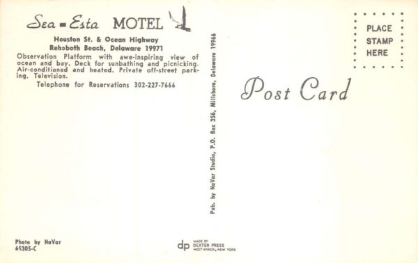 Rehoboth Beach Delaware Sea Esta Motel Exterior and Interior Postcard AA94007 - Image 2