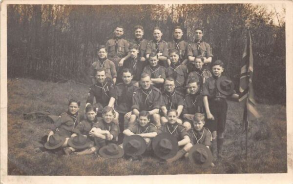 Boy Scout Troupe in Woods Real Photo Vintage Postcard AA94012