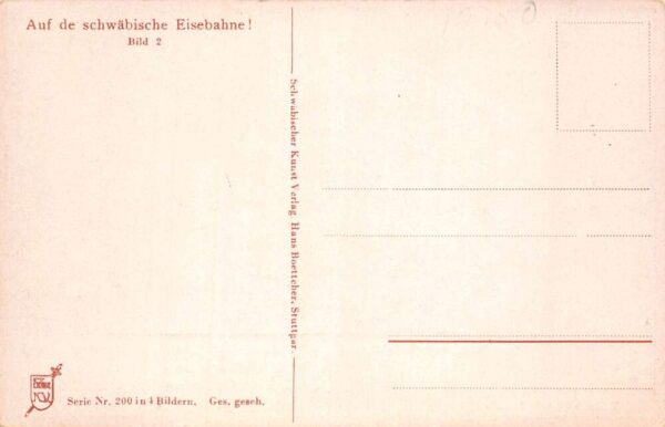 Swabian Railway Schwabische Eisebahne Comic Running to Train Postcard AA94022 - Image 2