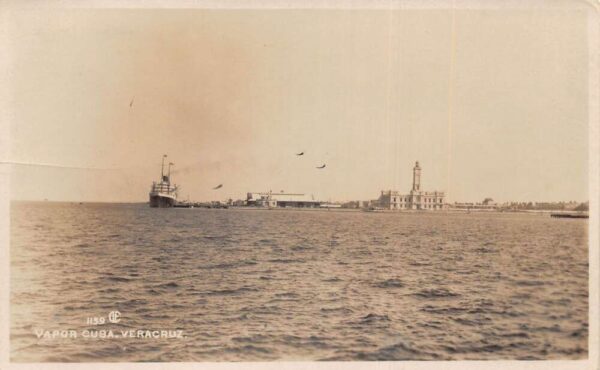 Veracruz Mexico Harbor View Steamer Vapor Cuba Real Photo Postcard AA94027