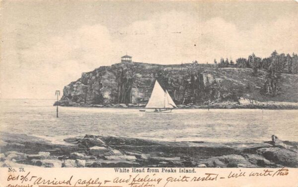 Portland Maine Peaks Island White head Sailbaot Postcard AA94032