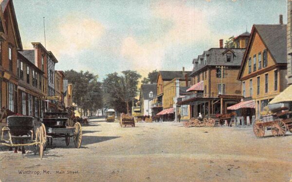 Winthrop Maine Main Street Vintage Postcard AA94041