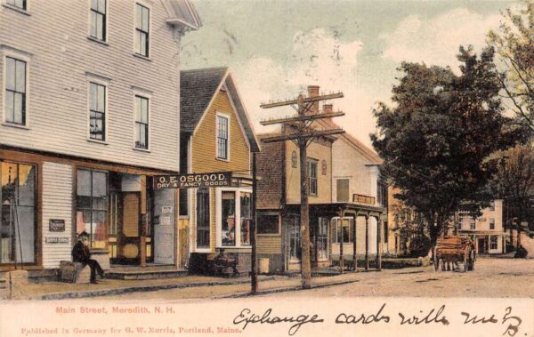 Meredith New Hampshire Main Street Osgood Dry Goods Vintage Postcard AA94042