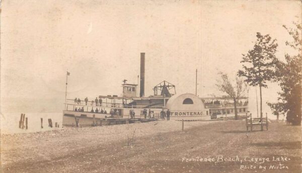 Cayuga Lake New York Steamer Frontenac at Beach Real Photo Postcard AA94059