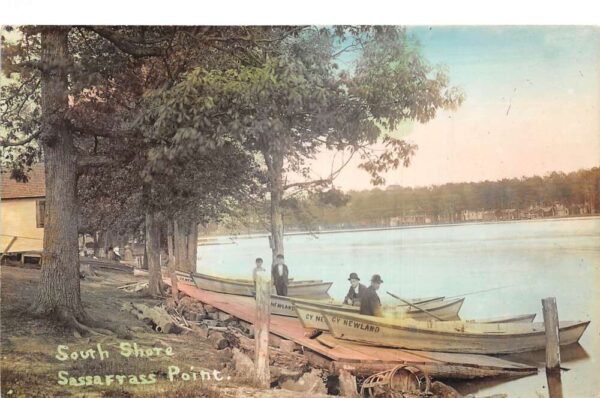 Sassafrass Point Ohio Cy Newland Resort Boat Dock Tinted Real Photo PC AA94067