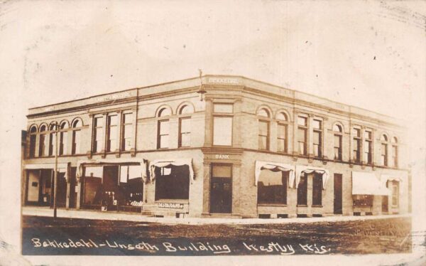 Westby Wisconsin Bekkedal Linseth Bldg Bank Real Photo Postcard AA94190