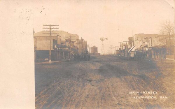 Kensington Kansas Main Street Real Photo Vintage Postcard AA94195