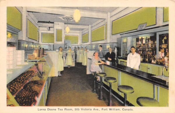 Fort William Canada Lorna Doone Tea Room Interior Vintage Postcard AA94204