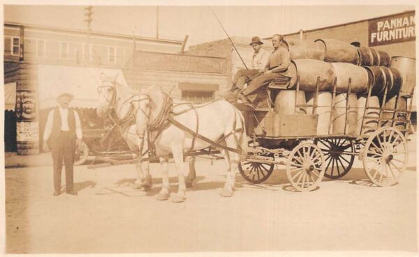 Horse Wagon with Barrels Merchants Transfer Co Real Photo Postcard AA94209