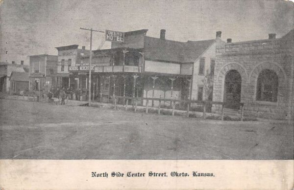 Oketo Kansas North Side Center Street Vintage Postcard AA94221