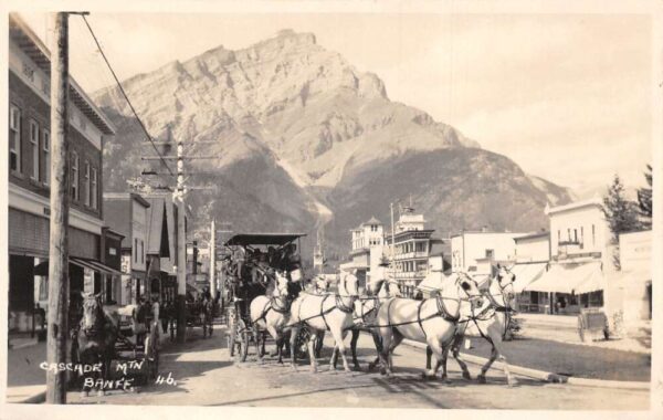 Banff Canada Cascade Mt Stage Coach Street Scene Real Photo Postcard AA94232