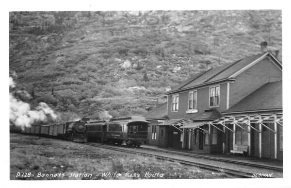 Bennett Canada White Pass Route Train Station Real Photo Postcard AA94233