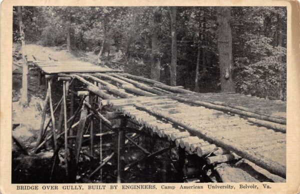 Belvoir Virginia Camp American University Bridge over Gully Postcard AA94281